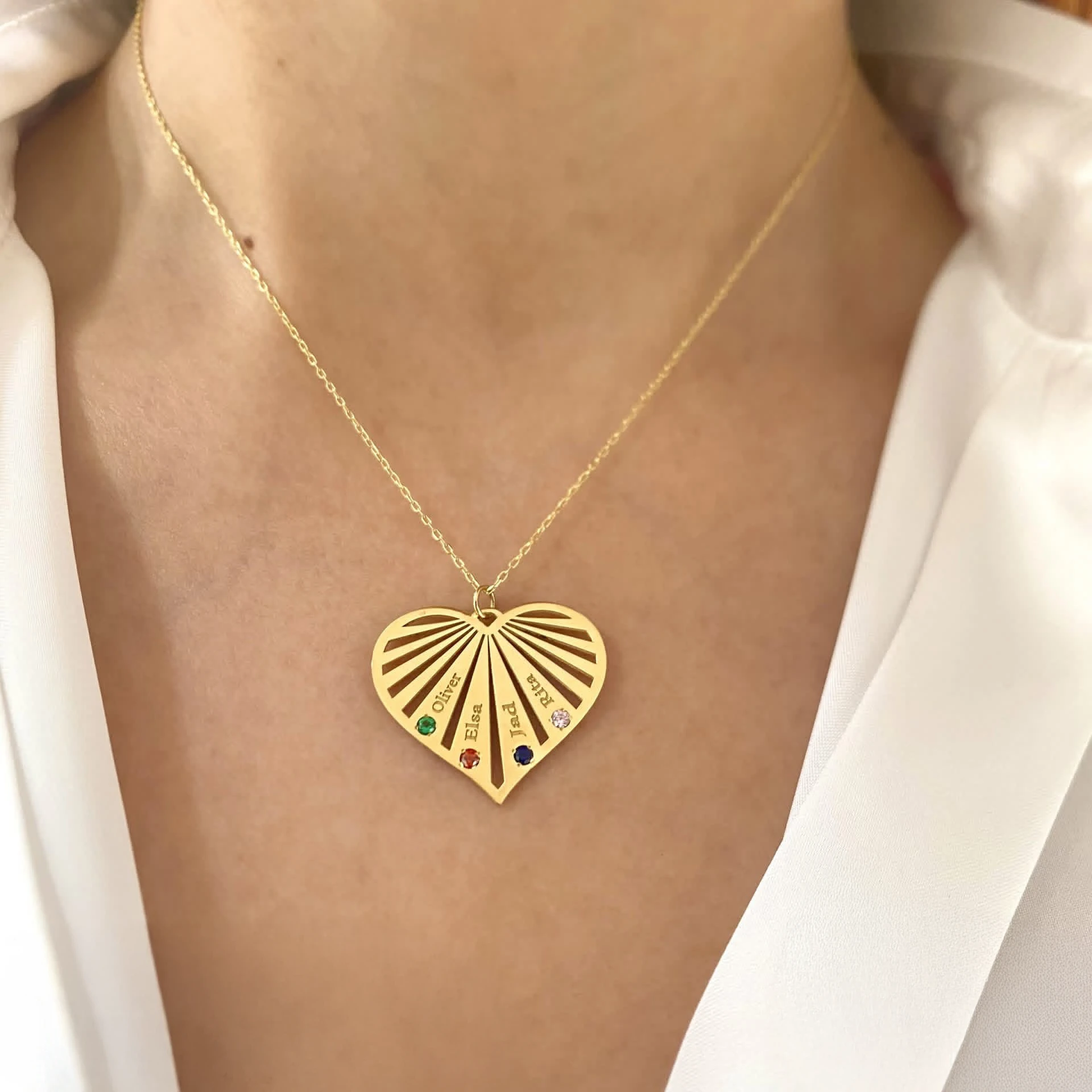 Heart 5 Names Necklace